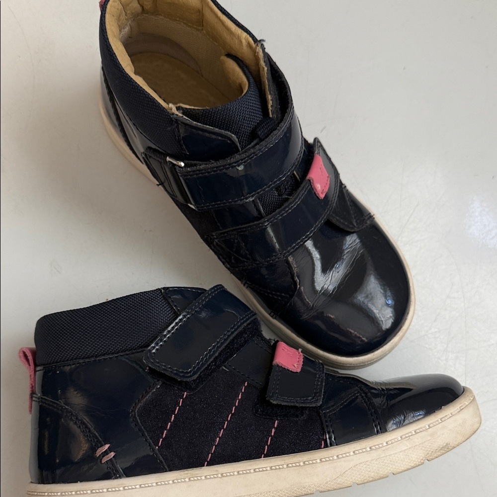 British start rite high tops patent Navy and Pink Kids Shoes